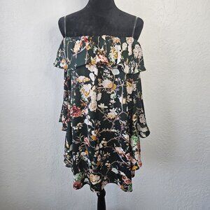 Umgee Floral Shift Dress Kimono Sleeves Off The Shoulder Fairycore Sz L